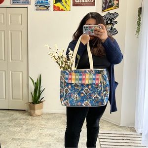 Vintage Floral Abstract Pattern Picnic Tote Shoulder Bag